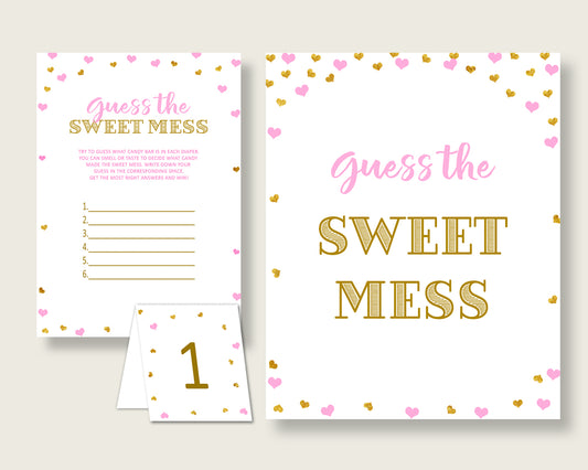 Sweet Mess Baby Shower Sweet Mess Hearts Baby Shower Sweet Mess Baby Shower Hearts Sweet Mess Pink Gold party decor printables bsh01