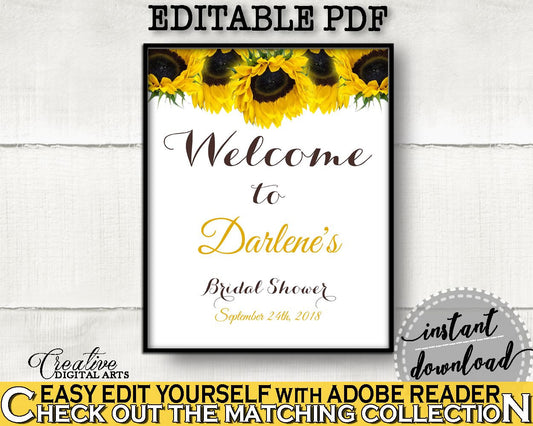 Welcome Sign Bridal Shower Welcome Sign Sunflower Bridal Shower Welcome Sign Bridal Shower Sunflower Welcome Sign Yellow White SSNP1 - Digital Product