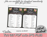 Black And Pink Chalkboard Flowers Bridal Shower Theme: Celebrity Couples Game - guessing activity, chalkboard theme, party plan - RBZRX - Digital Product