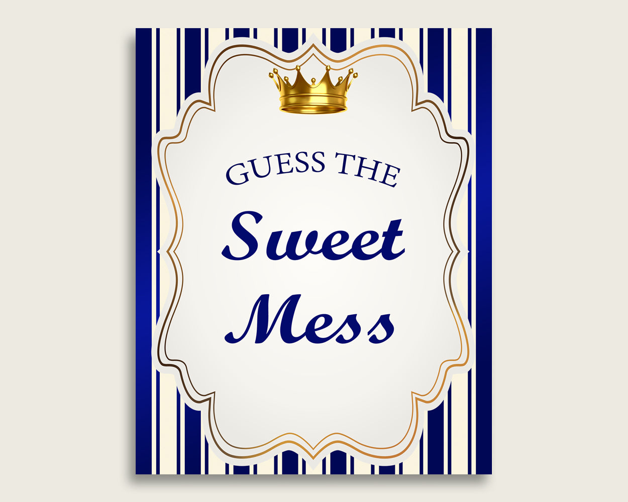 Royal Prince Guessing Game Baby Shower Boy, Blue Gold Guess The Sweet Mess Game Printable, Dirty Diaper Game, Instant Download, rp001