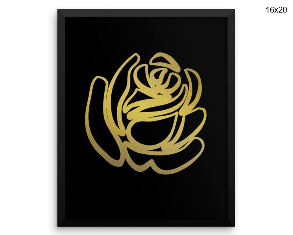 Golden Rose Print, Beautiful Wall Art with Frame and Canvas options available Fine Decor