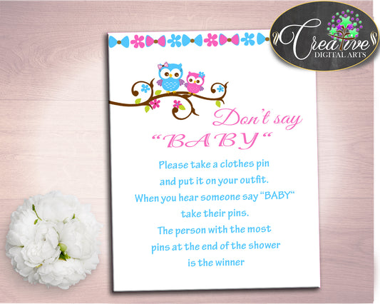 Dont Say Baby Baby Shower Dont Say Baby Owl Baby Shower Dont Say Baby Baby Shower Owl Dont Say Baby Pink Blue party organization owt01