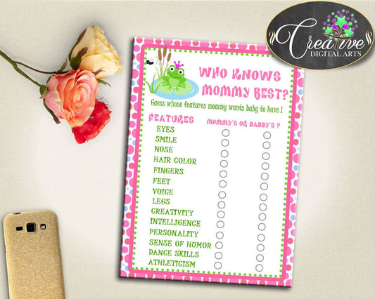 Baby Shower Frog Shower Pink Theme Baby Smile How Well Do You Know WHO KNOWS MOMMY Best, Party Decorations, Party Theme - bsf01 - Digital Product