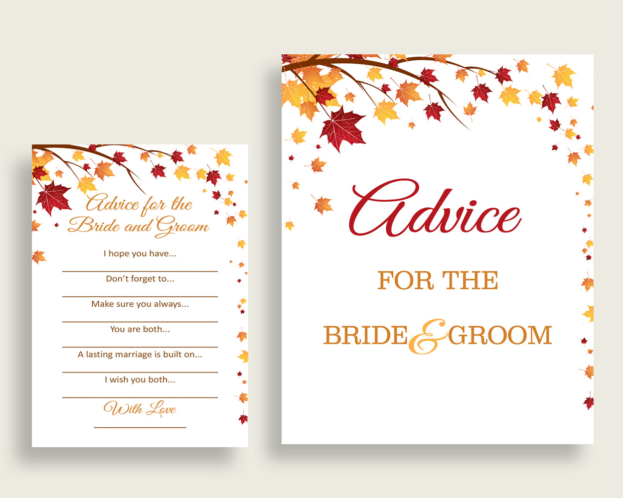 Advice Bridal Shower Advice Fall Bridal Shower Advice Bridal Shower Autumn Advice Brown Yellow party organising digital download party YCZ2S