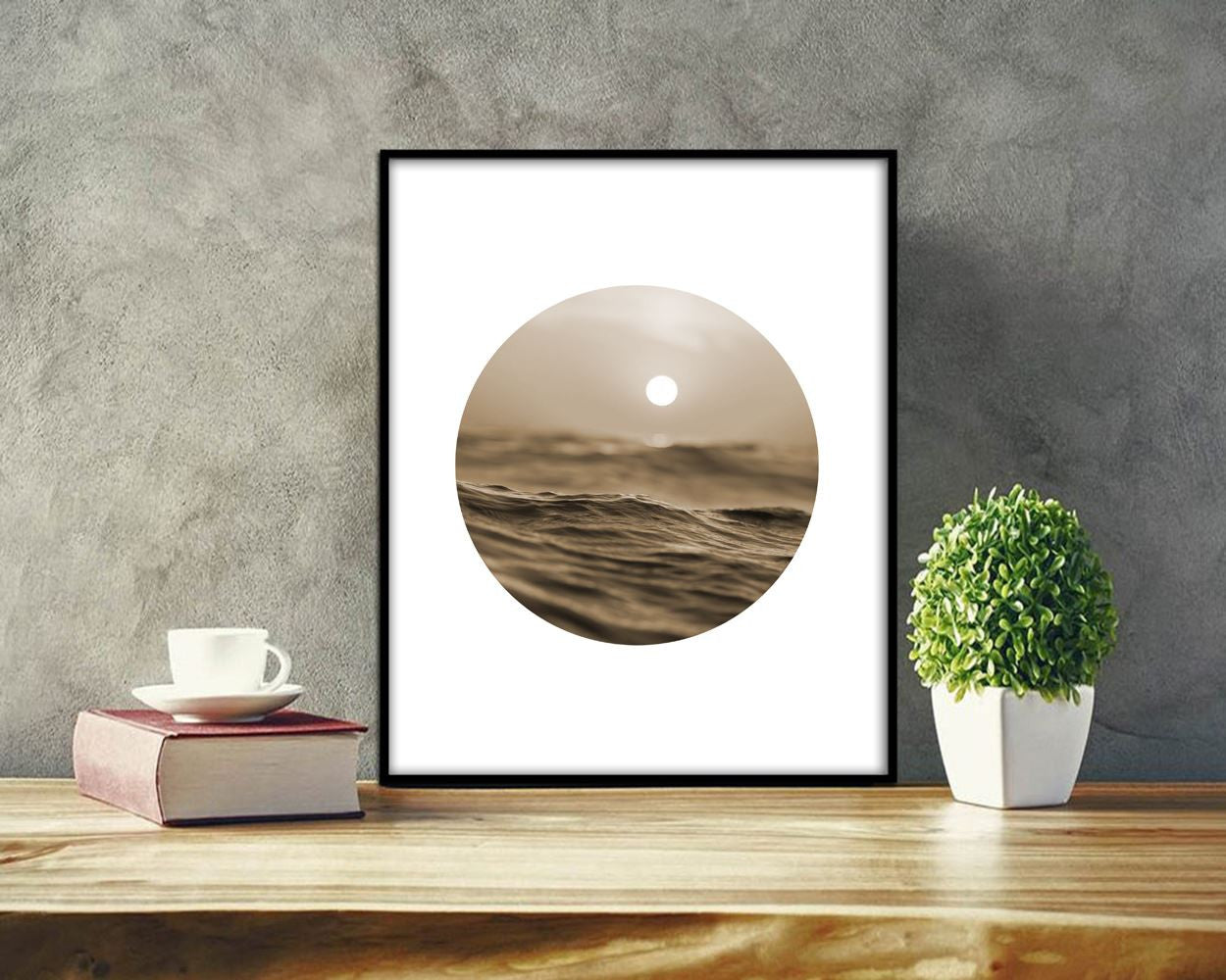 Wall Decor Sunset Printable Ocean Prints Sunset Sign Ocean  Printable Art Sunset seascape sepia art print photography ocean photography - Digital Download