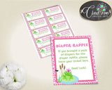 Green And Pink Baby Prince Charming Bring Diapers Ticket Printable DIAPER RAFFLE, Instant Download, Shower Celebration - bsf01 - Digital Product