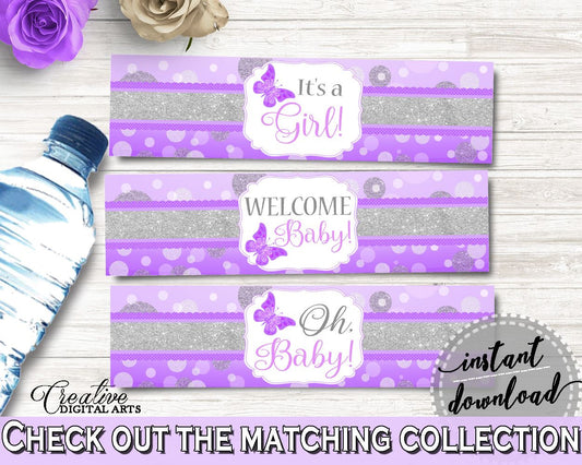 Bottle Labels Baby Shower Bottle Labels Butterfly Baby Shower Bottle Labels Baby Shower Butterfly Bottle Labels Purple Pink prints 7AANK - Digital Product