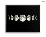 Moon Phases Print, Beautiful Wall Art with Frame and Canvas options available Space Decor