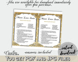Movie Love Quote Game in Glittering Gold Bridal Shower Gold And Yellow Theme, love quote game, glow bridal shower, party ideas - JTD7P - Digital Product