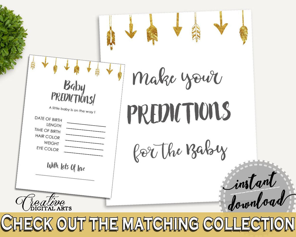 Baby Predictions Baby Shower Baby Predictions Gold Arrows Baby Shower Baby Predictions Baby Shower Gold Arrows Baby Predictions Gold I60OO - Digital Product