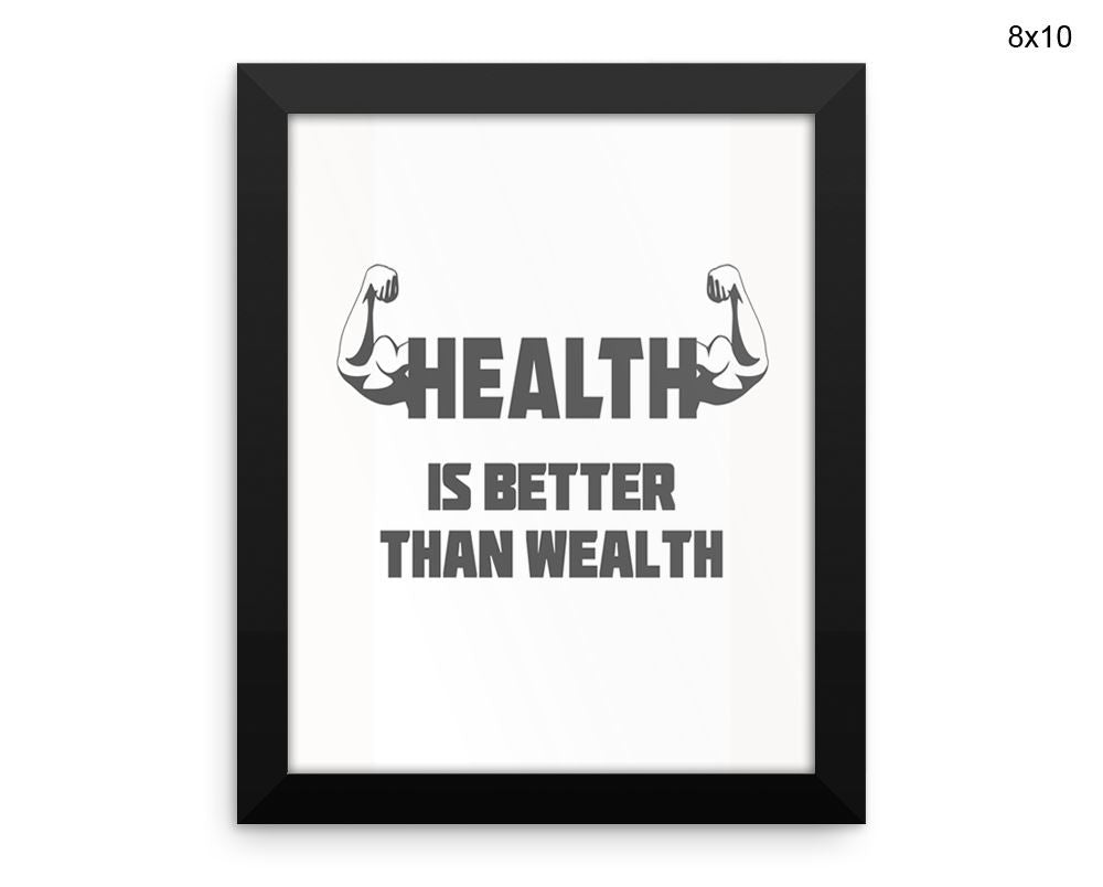 Health Print, Beautiful Wall Art with Frame and Canvas options available Gym Decor