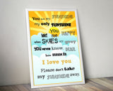 Wall Art You Are My Sunshine Digital Print You Are My Sunshine Poster Art You Are My Sunshine Wall Art Print You Are My Sunshine Love Art - Digital Download