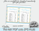 Baby Shower ANIMAL GESTATION printable game with blue and white stripes theme, glitter, digital files, Jpg Pdf, instant download - bs002
