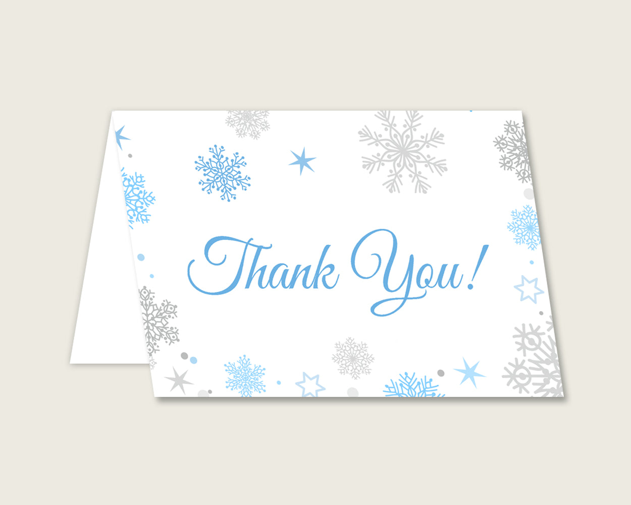 Thank You Card Baby Shower Thank You Card Snowflake Baby Shower Thank You Card Blue Gray Baby Shower Snowflake Thank You Card prints NL77H