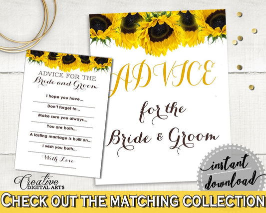 Advice Bridal Shower Advice Sunflower Bridal Shower Advice Bridal Shower Sunflower Advice Yellow White prints, printables, pdf jpg SSNP1 - Digital Product