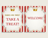 Prince Baby Shower Boy Table Signs Printable, Red Gold Party Table Decor, Favors, Food, Drink, Treat, Guest Book, Instant Download, 92EDX