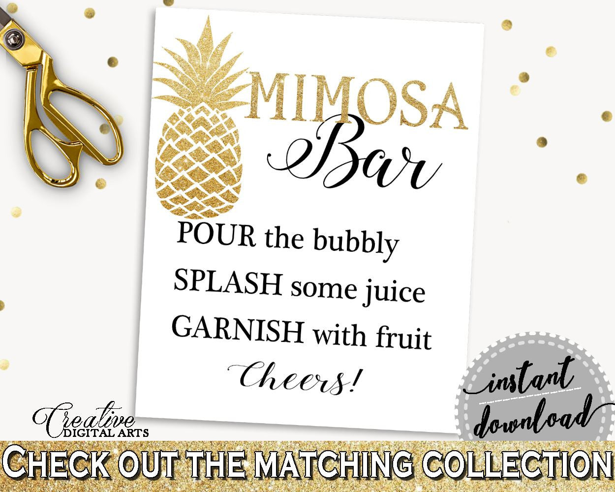 Mimosa Bar Sign Bridal Shower Mimosa Bar Sign Pineapple Bridal Shower Mimosa Bar Sign Bridal Shower Pineapple Mimosa Bar Sign Gold 86GZU - Digital Product