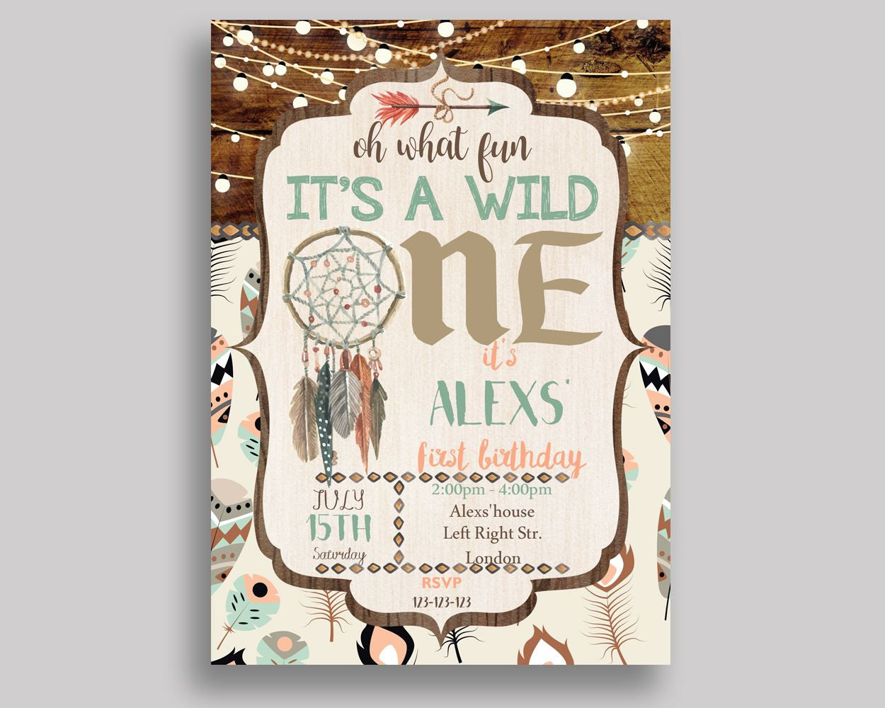 Rustic Birthday Invitation Wild One Birthday Party Invitation Rustic Birthday Party Wild One Invitation Boy wild one bohemian XGWG5 - Digital Product