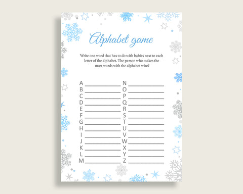 Alphabet Game Baby Shower Abc Game Snowflake Baby Shower Alphabet Game Blue Gray Baby Shower Snowflake Abc Game party ideas prints NL77H