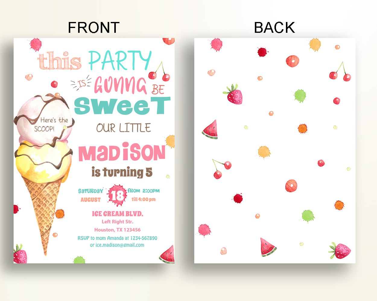 Ice Cream Birthday Invitation Ice Cream Birthday Party Invitation Ice Cream Birthday Party Ice Cream Invitation Girl scoop printable JQMP2 - Digital Product