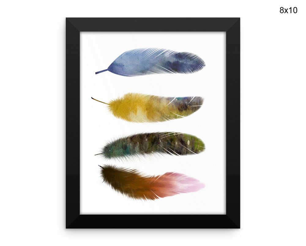 Feathers Watecolor Print, Beautiful Wall Art with Frame and Canvas options available Home Decor