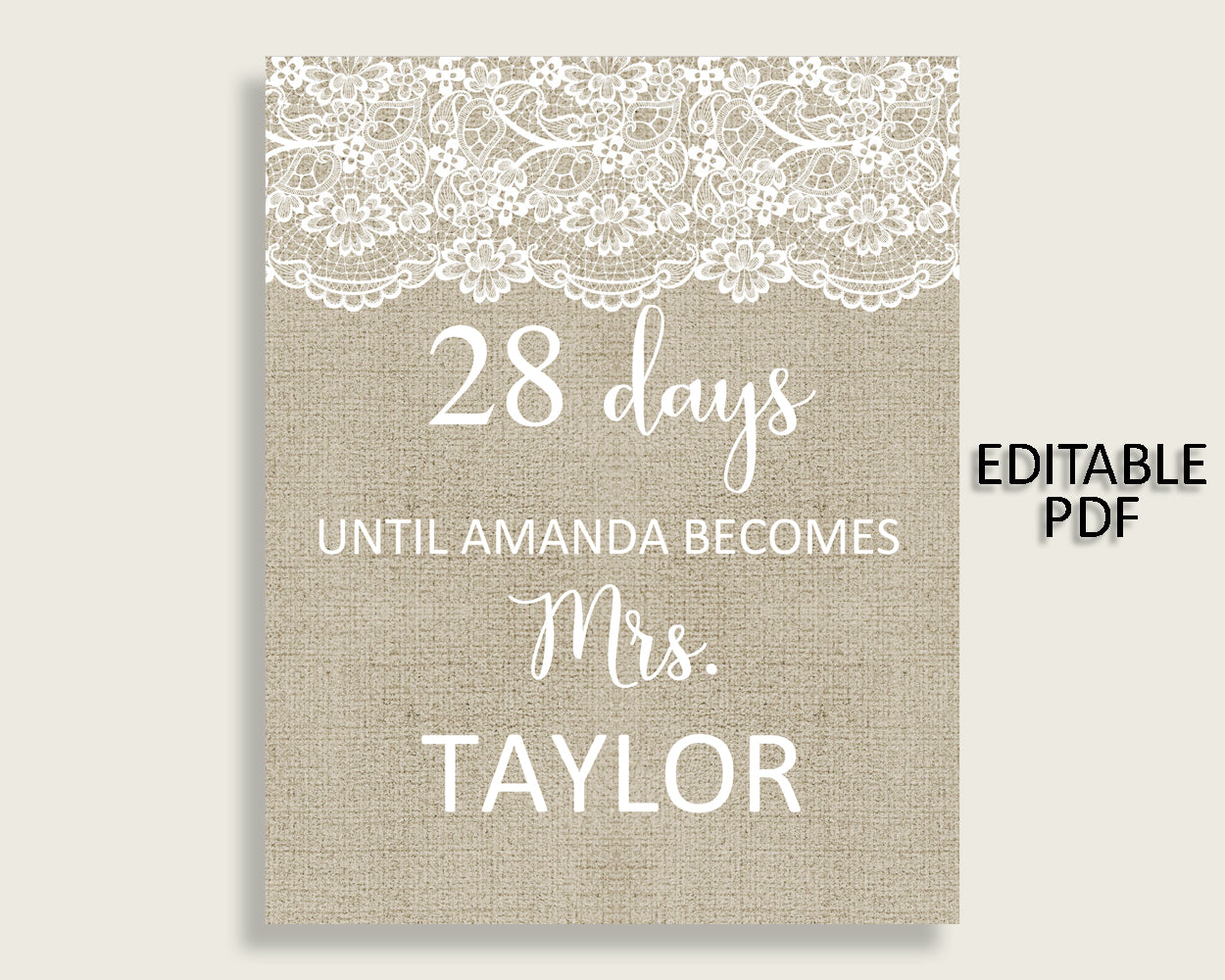 Days Until Becomes Bridal Shower Days Until Becomes Burlap And Lace Bridal Shower Days Until Becomes Bridal Shower Burlap And Lace NR0BX