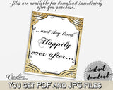 Gold And Yellow Glittering Gold Bridal Shower Theme: Happily Ever After Sign - bride gift, spread gold, prints, digital print - JTD7P - Digital Product