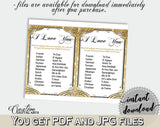I Love You Game in Glittering Gold Bridal Shower Gold And Yellow Theme, how to say, flashy bridal, party supplies, party décor - JTD7P - Digital Product