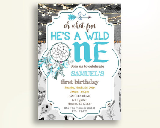 Wild One Birthday Invitation Rustic Birthday Party Invitation Wild One Birthday Party Rustic Invitation Boy bohemian rustic OOCGY - Digital Product