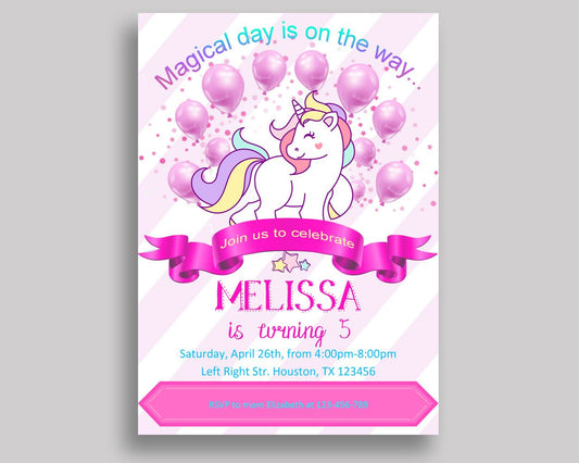 Unicorn Birthday Invitation Unicorn Birthday Party Invitation Unicorn Birthday Party Unicorn Invitation Girl unicorn party invite LUO4C - Digital Product