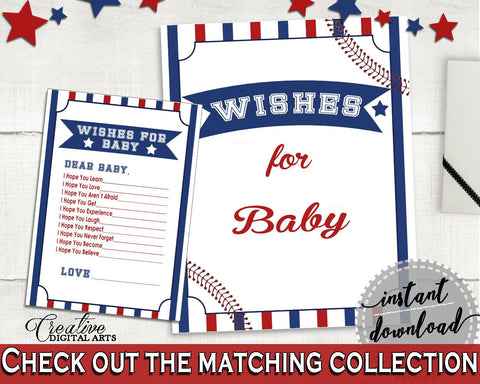 Wishes Baby Shower Wishes Baseball Baby Shower Wishes Baby Shower Baseball Wishes Blue Red party ideas, party décor, party supplies YKN4H - Digital Product