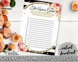 The Apron Game in Flower Bouquet Black Stripes Bridal Shower Black And Gold Theme, bride to be game, party organization, prints - QMK20 - Digital Product