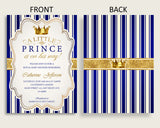 Royal Prince Baby Shower Invitations Printable, Digital Or Printed Invitation Baby Shower Boy, Editable Invitation Blue Gold Prince rp001