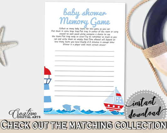 Memory Game Baby Shower Memory Game Nautical Baby Shower Memory Game Baby Shower Nautical Memory Game Blue Red printable, prints - DHTQT - Digital Product