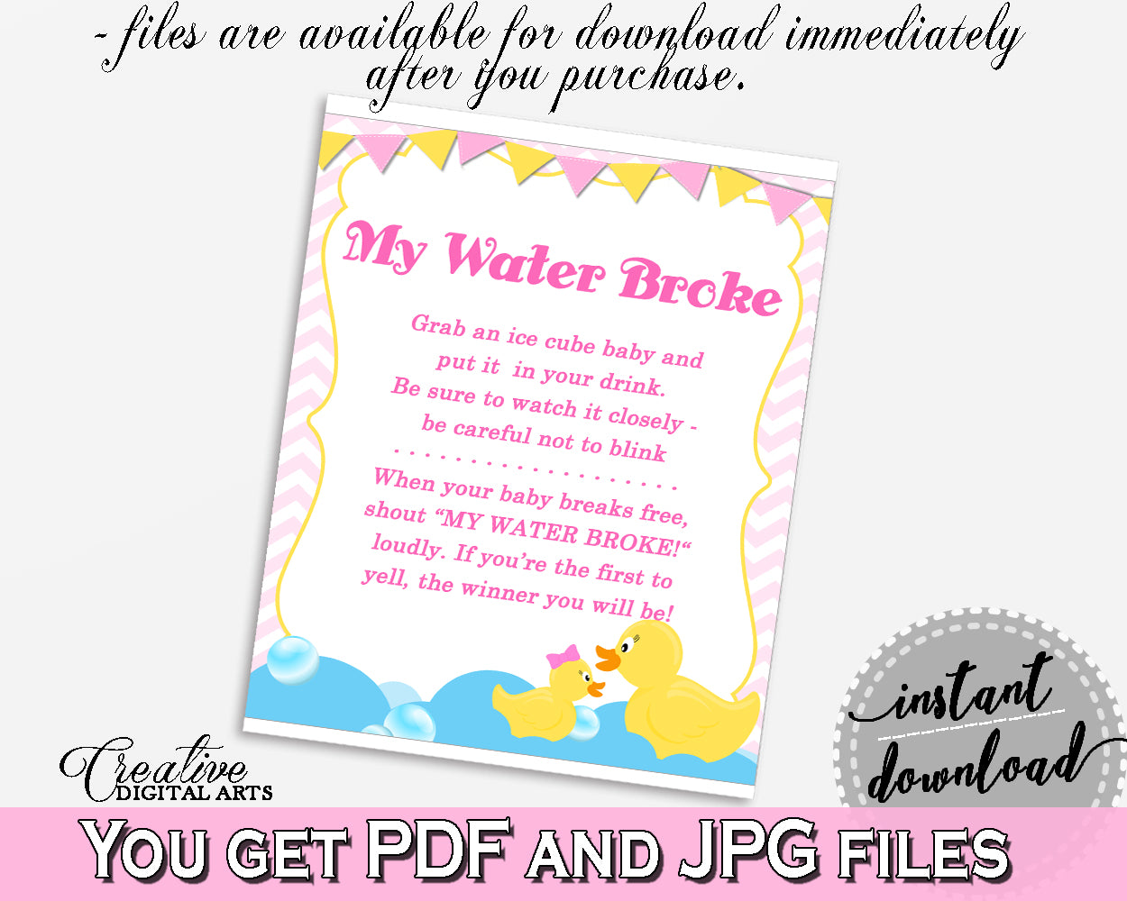 My Water Broke Baby Shower My Water Broke Rubber Duck Baby Shower My Water Broke Baby Shower Rubber Duck My Water Broke Purple Pink rd001