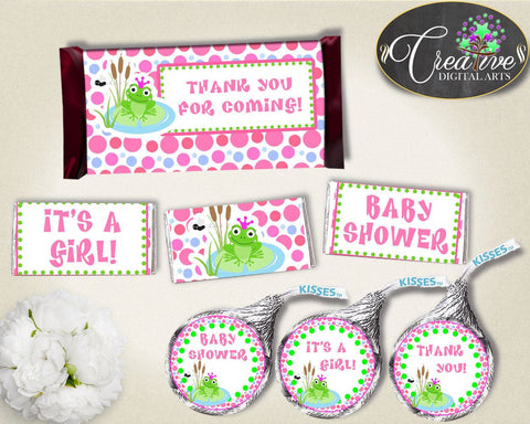 Shower Frog Theme Pink And Green Sweets Labels Candy Bar Decor CANDY BAR DECORATIONS, Party Theme, Shower Celebration - bsf01 - Digital Product