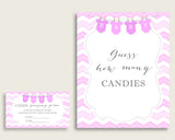 Pink White Candy Guessing Game, Chevron Baby Shower Girl Sign And Cards, Guess How Many Candies, Candy Jar Game, Jelly Beans, Instant cp001