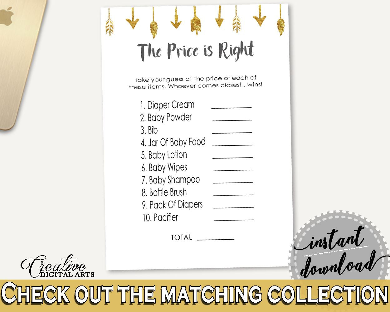 Price Is Right Baby Shower Price Is Right Gold Arrows Baby Shower Price Is Right Baby Shower Gold Arrows Price Is Right Gold White I60OO - Digital Product