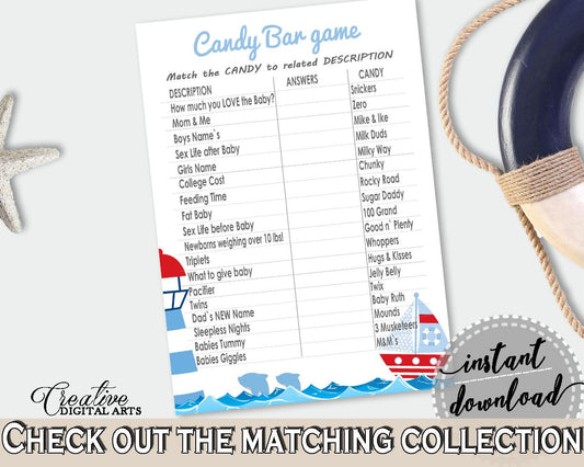 Candy Bar Game Baby Shower Candy Bar Game Nautical Baby Shower Candy Bar Game Baby Shower Nautical Candy Bar Game Blue Red prints - DHTQT - Digital Product