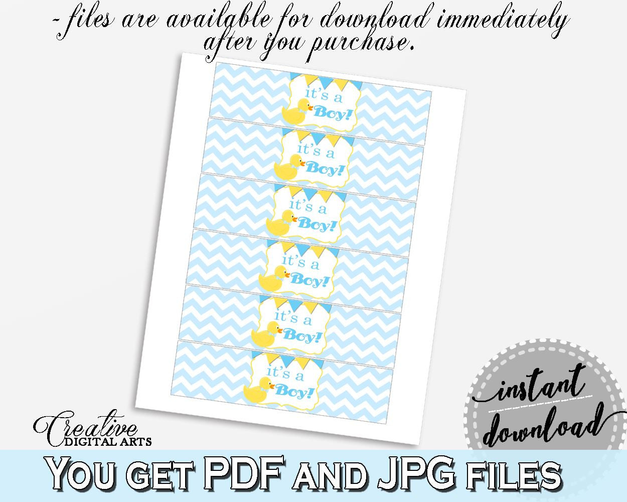 Yellow Rubber Duckie Blue And Mint Utensils Decorations Napkin Stickers NAPKIN RINGS, Instant Download, Party Organization - rd002 - Digital Product