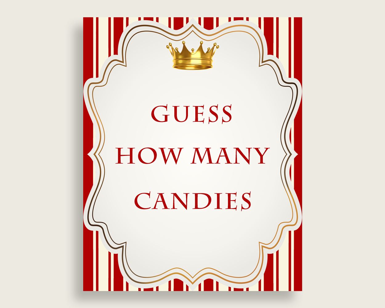 Red Gold Candy Guessing Game, Prince Baby Shower Boy Sign And Cards, Guess How Many Candies, Candy Jar Game, Jelly Beans, Instant 92EDX