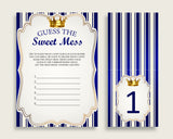 Royal Prince Guessing Game Baby Shower Boy, Blue Gold Guess The Sweet Mess Game Printable, Dirty Diaper Game, Instant Download, rp001