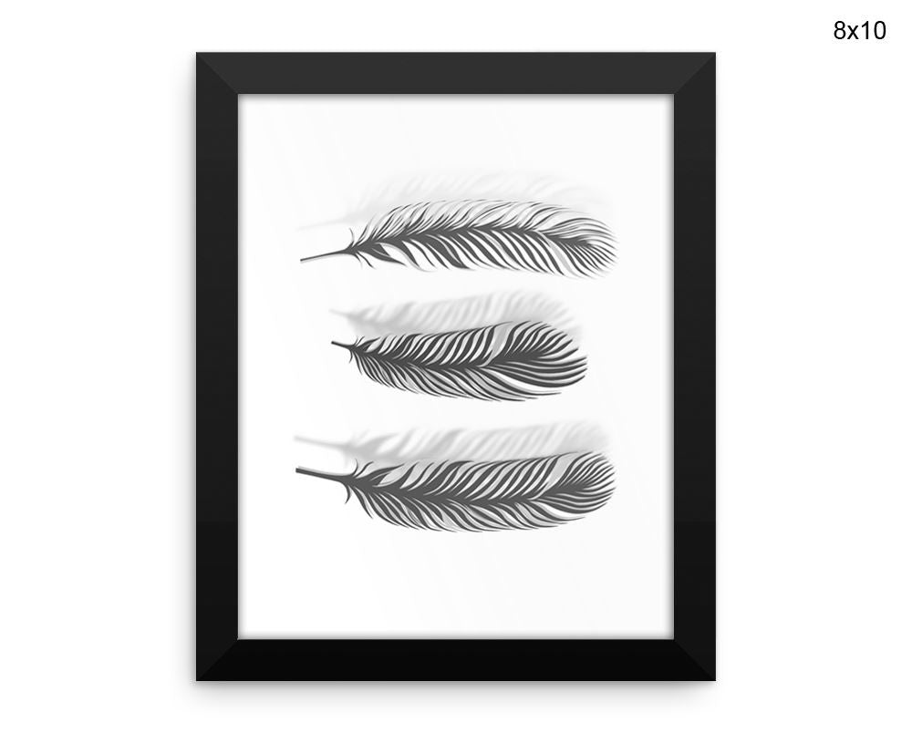 Black And White Print, Beautiful Wall Art with Frame and Canvas options available Feathers Decor