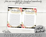 The Apron Game in Flower Bouquet Black Stripes Bridal Shower Black And Gold Theme, bride to be game, party organization, prints - QMK20 - Digital Product