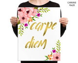 Carpe Diem Print, Beautiful Wall Art with Frame and Canvas options available Motivation Decor