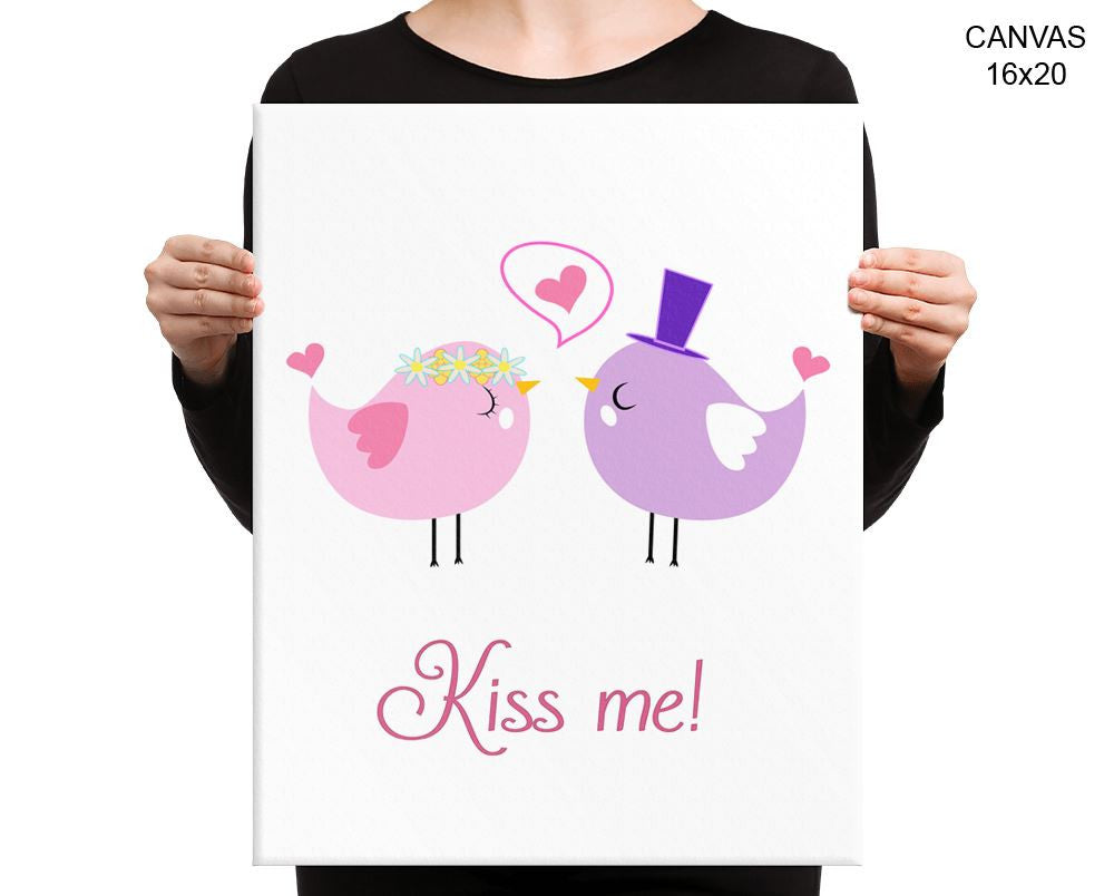 Kiss Me Birds Print, Beautiful Wall Art with Frame and Canvas options available Love Decor