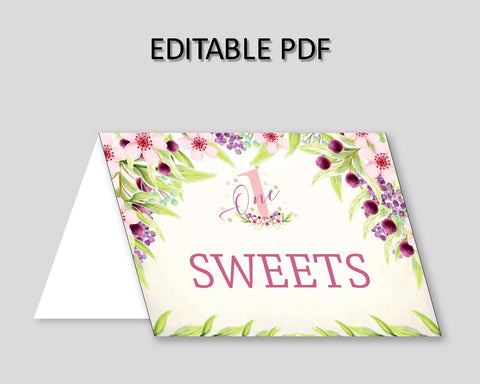 First Food Tent Pink Green Tent Cards First Food Table Labels First Foldable Food Tent Girl KAF9O