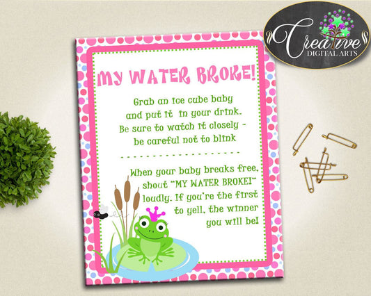 Shower Frog Theme Baby Shower Toad Guests Enjoying Paper And Party MY WATER BROKE, Prints, Party Theme, Party Organizing - bsf01 - Digital Product