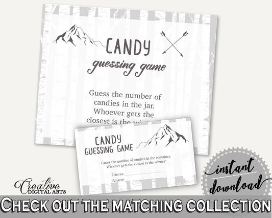 Candy Guessing Baby Shower Candy Guessing Adventure Mountain Baby Shower Candy Guessing Gray White Baby Shower Adventure Mountain S67CJ - Digital Product