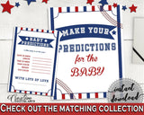 Baby Predictions Baby Shower Baby Predictions Baseball Baby Shower Baby Predictions Baby Shower Baseball Baby Predictions Blue Red YKN4H - Digital Product